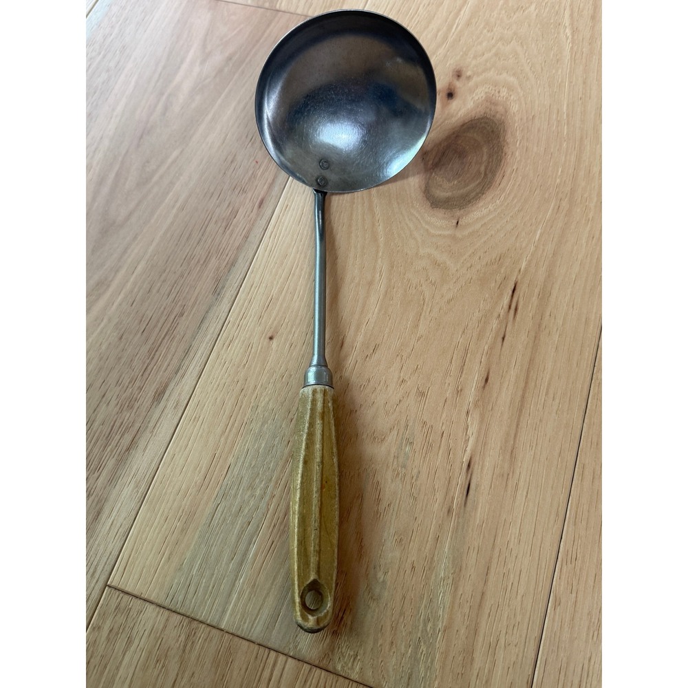 Vintage Ladle Kitchen Tool  Wood Handle Stainless Farmhouse Primitive Country